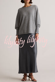 Soft and Warm Cashmere Knit Batwing Sleeve Relaxed Sweater