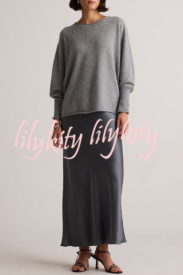 Soft and Warm Cashmere Knit Batwing Sleeve Relaxed Sweater