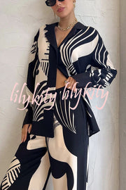 Weekend Escape Exclusive Print Contrast Trims Drape Blouse