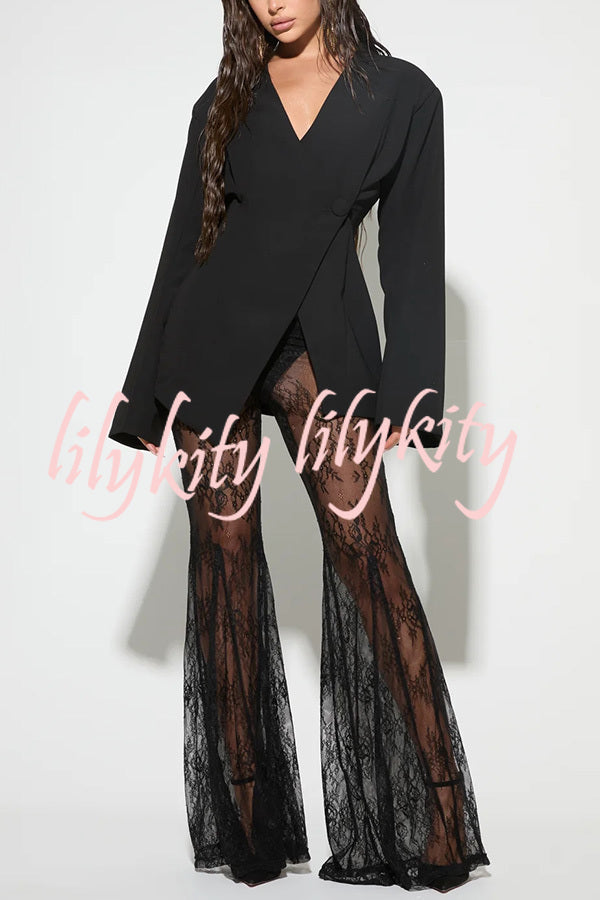 Feel Confident and Sexy Lace Elastic Waist Fishtail Hem Stretch Pants