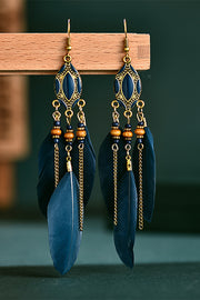 Boho Vintage Colorful Feather Tassel Dangle Drop Earrings