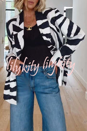 Breath of Freedom Animal Print Button Up Long Sleeve Lapel Loose Blazer