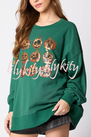 Halloween Pumpkin Sequin Loose Casual Sweatshirt