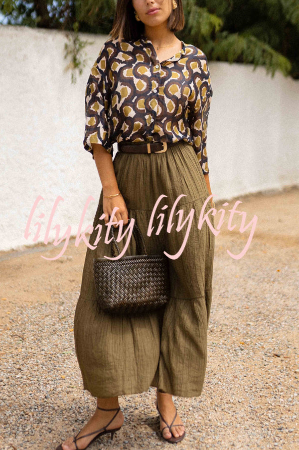 Solid Color Splicing Casual Vacation Maxi Skirt