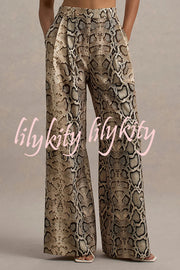 Hurley Ombre Snake Print Elastic Waist Pocketed Wide Leg Pants