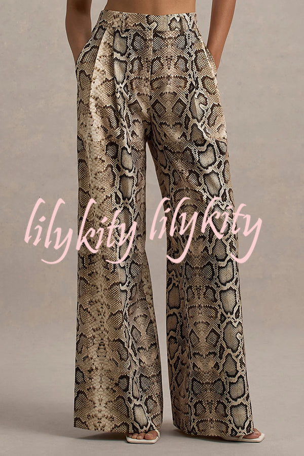 Hurley Ombre Snake Print Elastic Waist Pocketed Wide Leg Pants