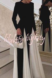 Getting Glam and Elegant Panelled Tulle Long Sleeve A-line Maxi Dress