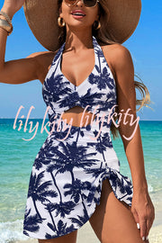 Fashionable Halterneck Waist Hollow Stretch One-piece Swimsuit