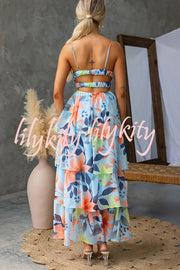 Dreamy Destiny Floral Print Elastic Back Tiered Maxi Dress