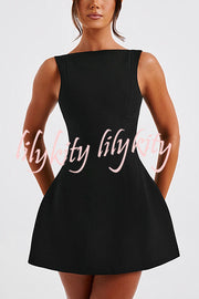 Cosmopolitan Chic High Neck Scoop Back Bubble-shaped Mini Dress