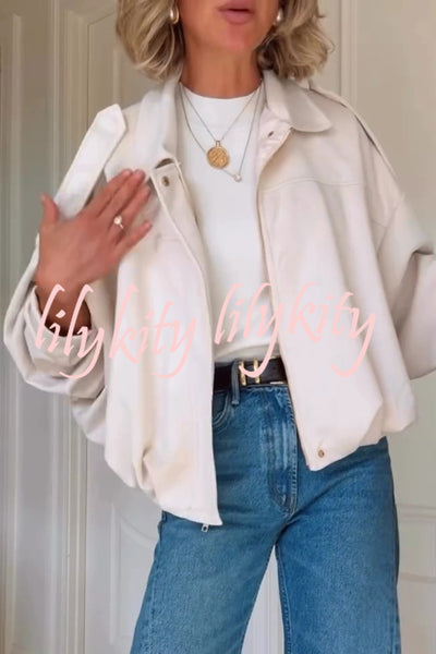 Fashion Lapel Long-sleeved Casual Bomber Jacket