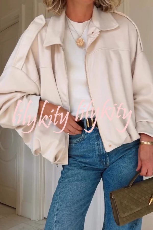Fashion Lapel Long-sleeved Casual Bomber Jacket