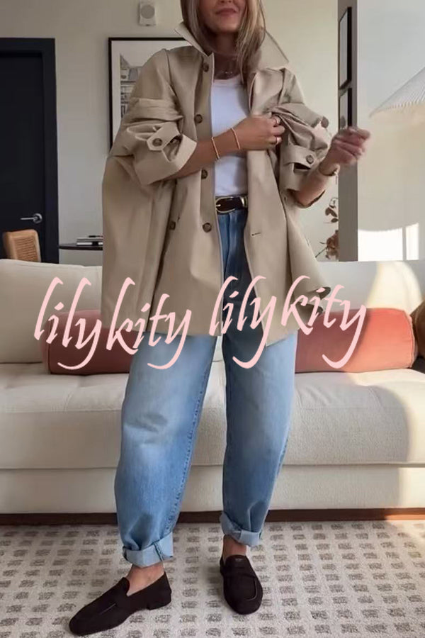 Timeless Fashion Button-breasted Wide Sleeve Pocket Twill A-line Jacket