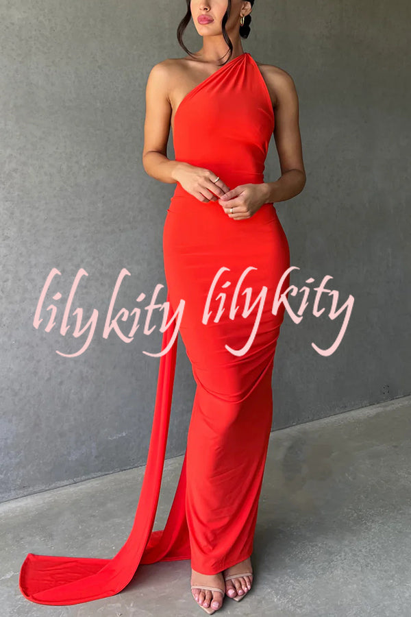 Sexy Backless Pleated Slim Solid Color Sleeveless Elegant Maxi Dress