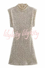 Adorable Sexy Vibes Sequin Wide Sleeve Mini Dress