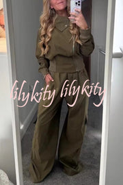 Fashionable High-neck Long-sleeved Zippered Simple Jacket