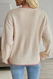 Fashion Lobster Pattern Round Neck Long Sleeve Loose Knitted Sweater
