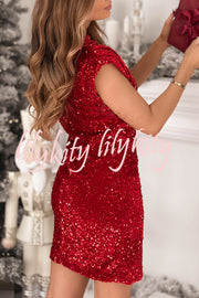 Fashionable Sequined Round Neck Sleeveless Slim-fit Mini Dress