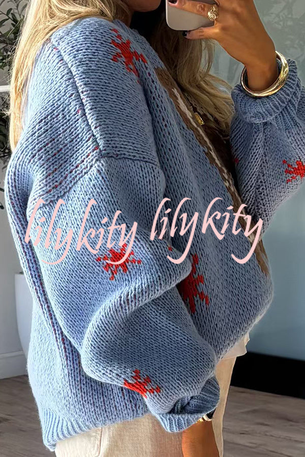 Christmas Knitted Boots Round Neck Long Sleeve Sweater