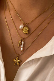 Simple Stainless Steel Conch Starfish Pearl Exquisite Mix and Match Necklace