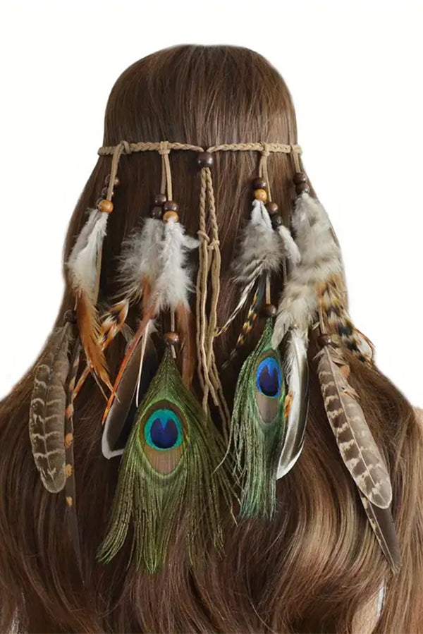 Bohemian Peacock Feather Headband