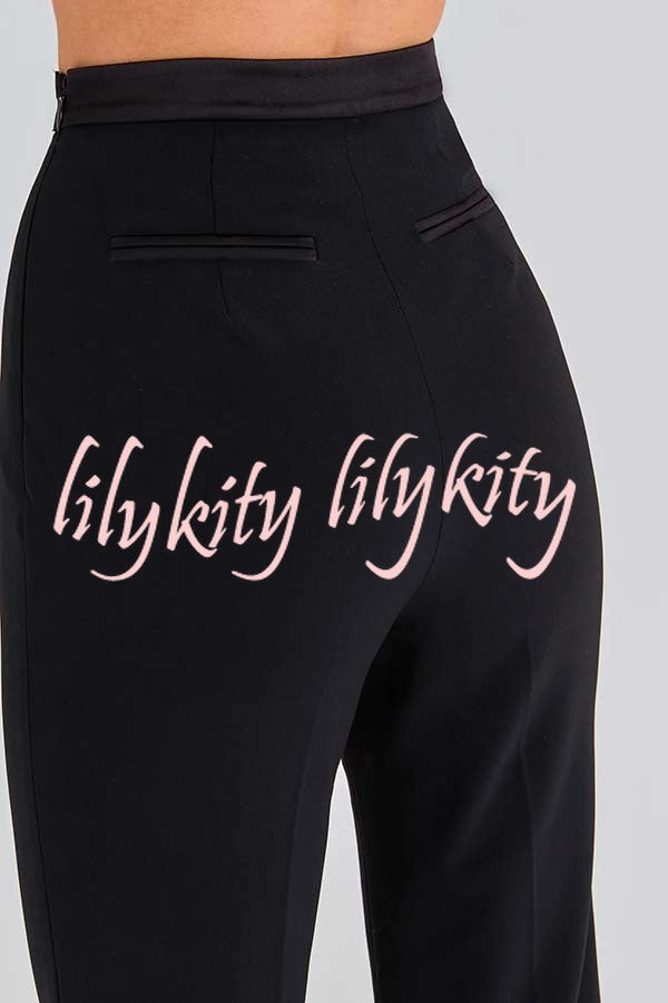 Women Power High Rise Side Zipper Flare Slim Fit Pants