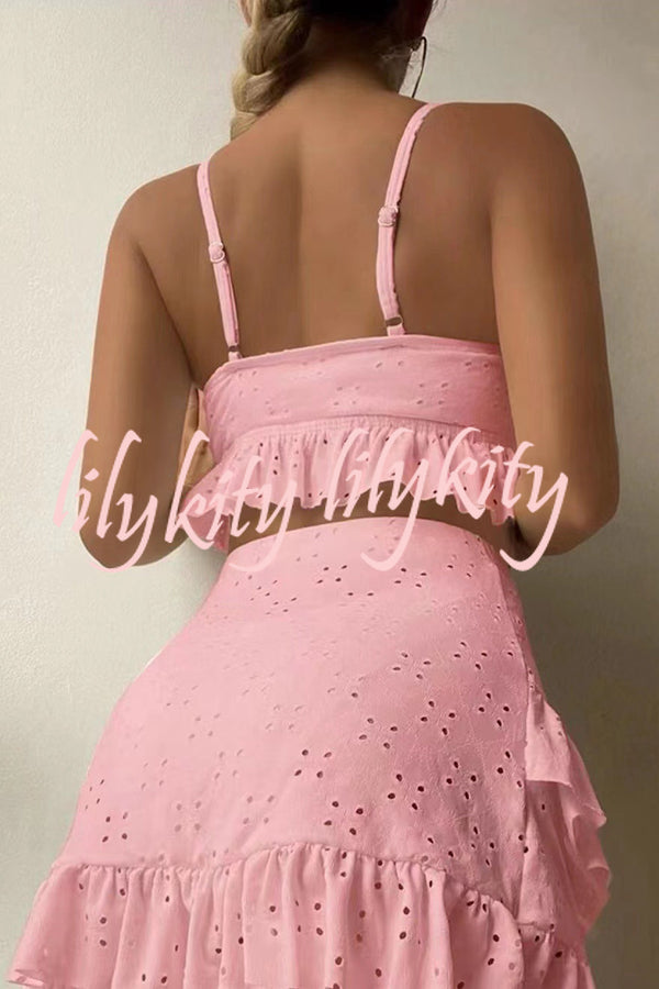 Hollow Patchwork Suspender Strap Three Pieces Swimsuit Set