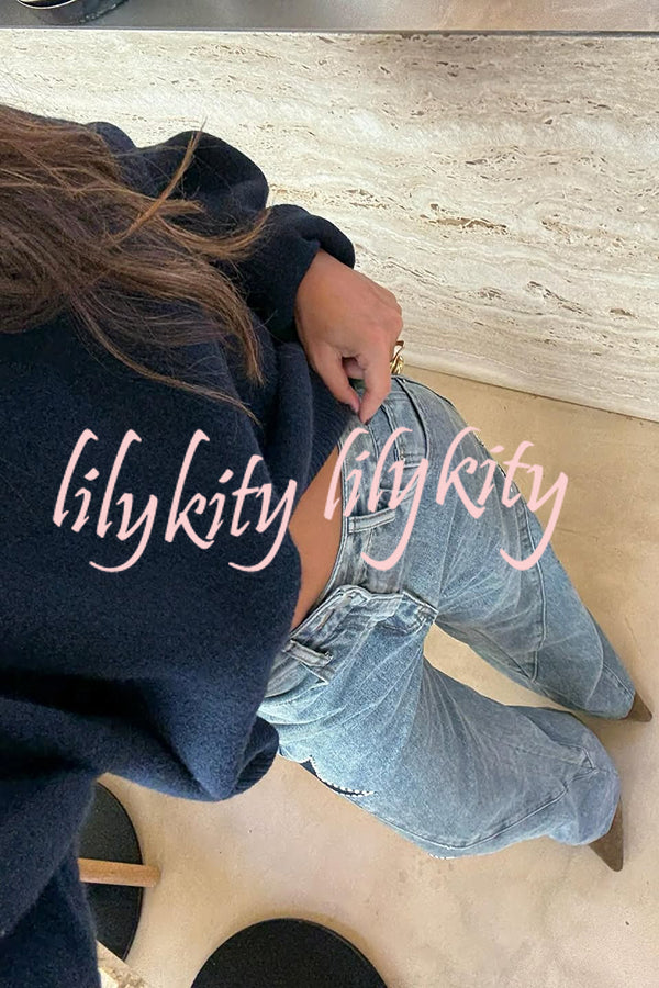 Jessy Denim Mid Rise Side Star Pattern Pocket Wide Leg Jeans