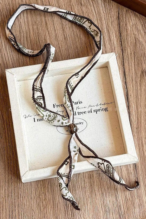 Vintage Pull-out Silk Scarf Beaded Necklace