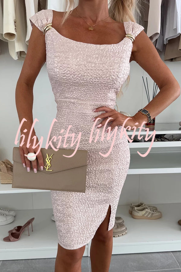 Solid Color Strappy Metal Embellished Fitted Mini Dress