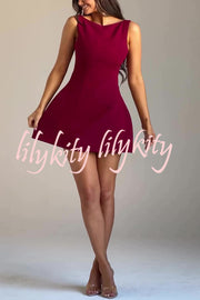 Cosmopolitan Chic High Neck Scoop Back Bubble-shaped Mini Dress