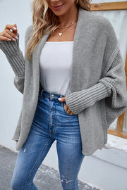 Solid Color Dolman Sleeve Elegant Knitted Cardigan