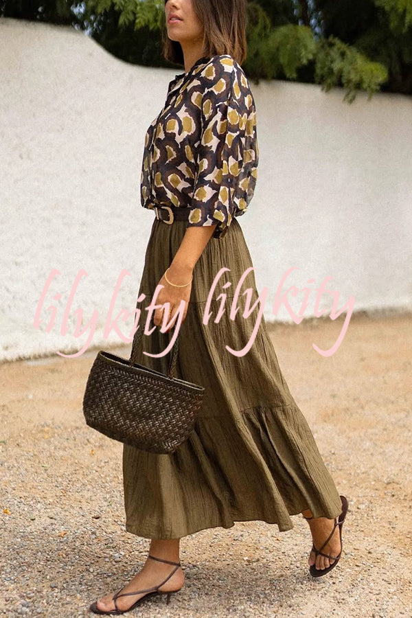 Solid Color Splicing Casual Vacation Maxi Skirt