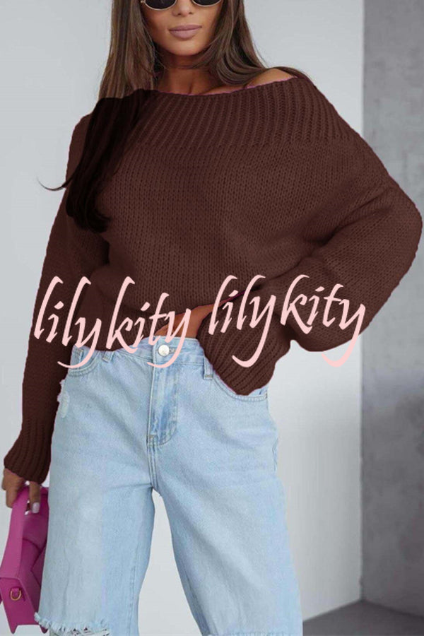 Solid Color Long-sleeved Round Neck Loose Knitted Sweater