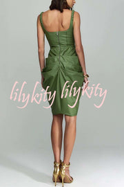 Fashion Choice Faux Leather Corset Ruched Back Zipper Mini Dress