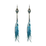 Vintage chain tassel bohemian feather earrings