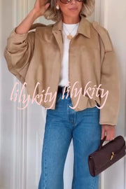 Fashion Lapel Long-sleeved Casual Bomber Jacket