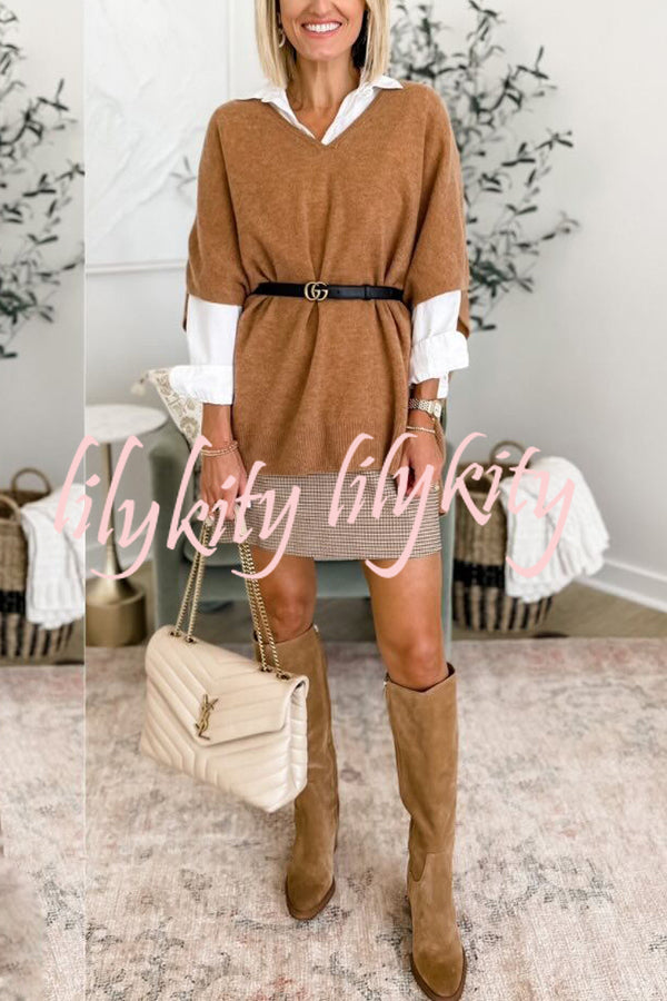 Super Comfortable and Versatile Knit Loose Poncho Sweater