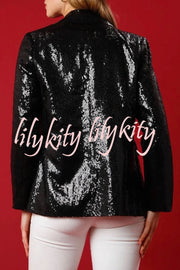 Make Your Christmas High Sequin Nutcracker Lapel Loose Blazer