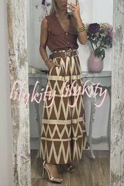 Unique Print Loose Pocket Holiday Maxi Skirt