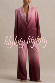 Enya Ombre Print Elastic Waist Pocketed Wide Leg Pants