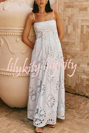 Simona Embroidered Starfish Pattern Backless Tie-up Slip Maxi Dress