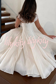 Elegant Sleeveless Waist-cinching Tulle Full-hem Maxi Dress