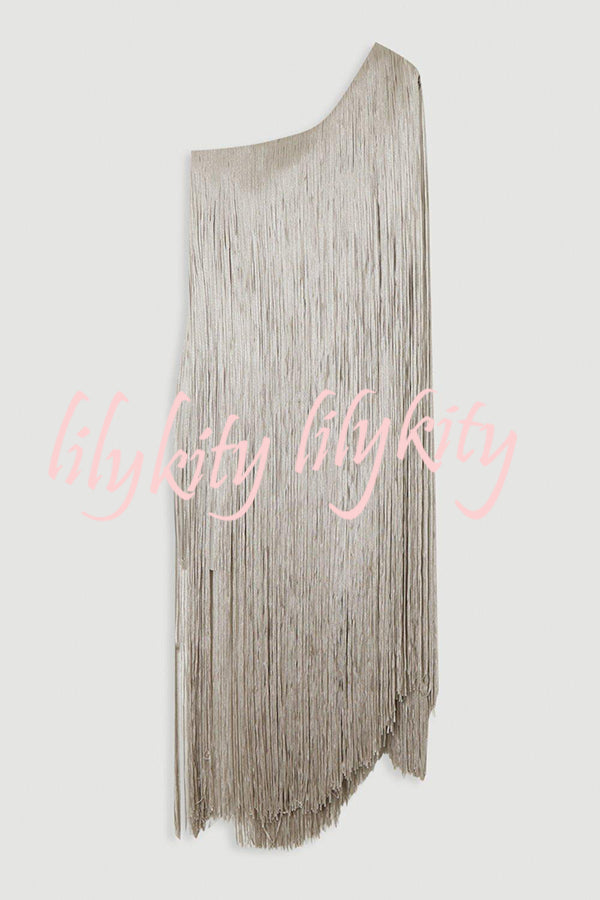 Fashion One-shoulder Slim-fit Elegant Tassel Mini Dress