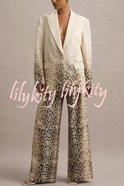 Hurley Ombre Snake Print Elastic Waist Pocketed Wide Leg Pants