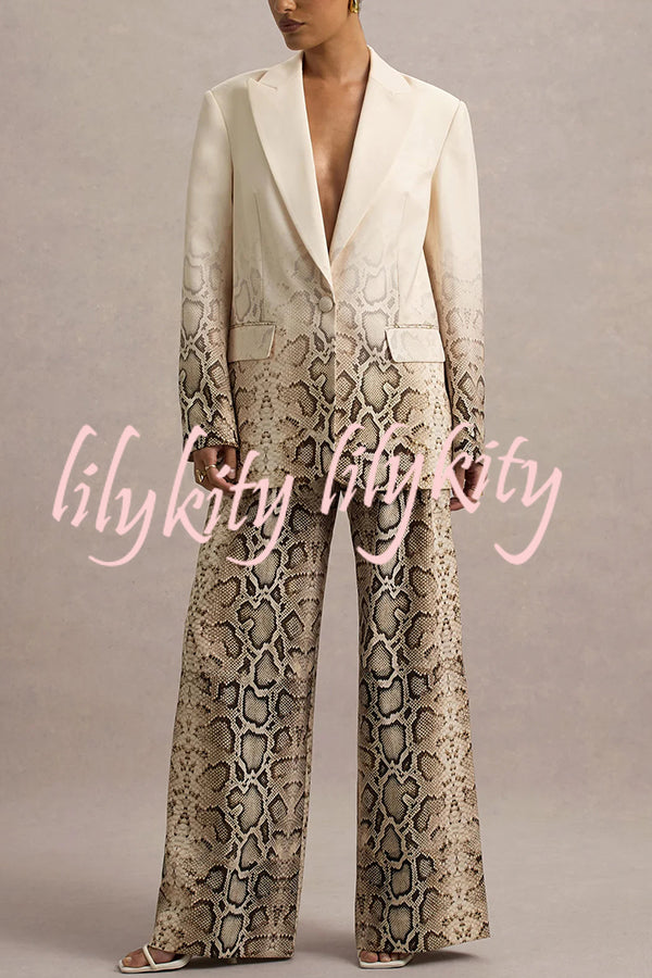 Hurley Ombre Snake Print Elastic Waist Pocketed Wide Leg Pants