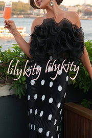 Eye-catching Organza Multi-layer Petal Ruffles Details Strapless Tank