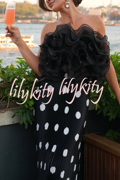 Eye-catching Organza Multi-layer Petal Ruffles Details Strapless Tank