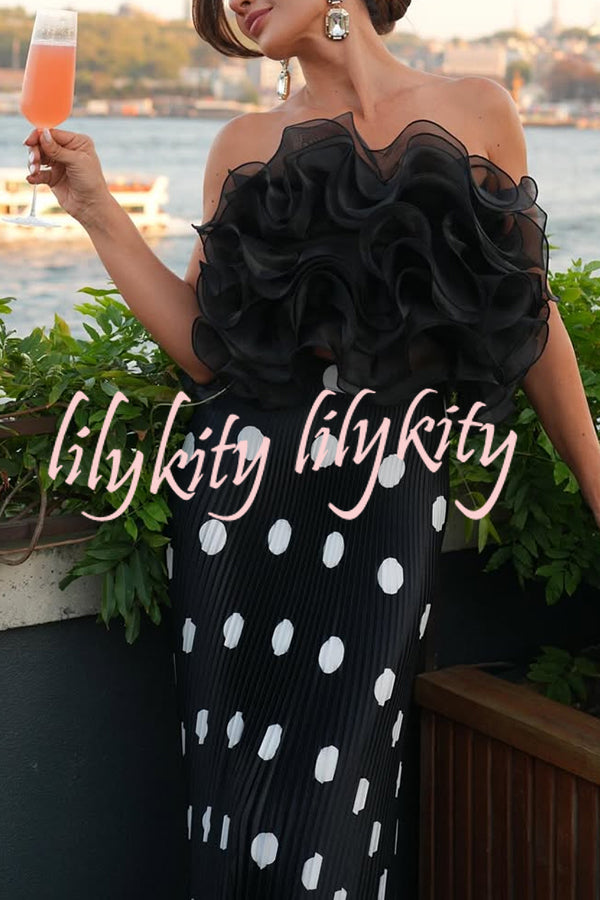 Eye-catching Organza Multi-layer Petal Ruffles Details Strapless Tank