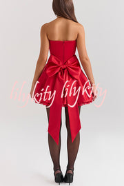 Stylish Sleeveless Off-shoulder Elegant Large Bow Mini Dress